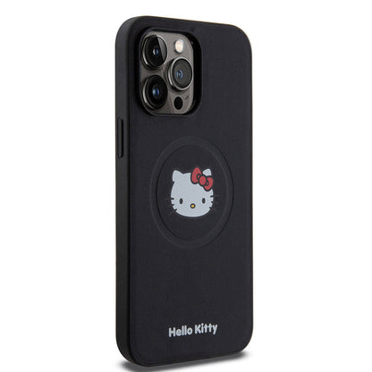 iPhone 15 Pro Max Kılıf Hello Kitty Orjinal Lisanslı M-safe Şarj Özellikli Kitty Head Deri Kılıf