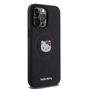 Apple iPhone 15 Pro Max Kılıf Hello Kitty Orjinal Lisanslı Magsafe Şarj Özellikli Kitty Head Deri Kapak