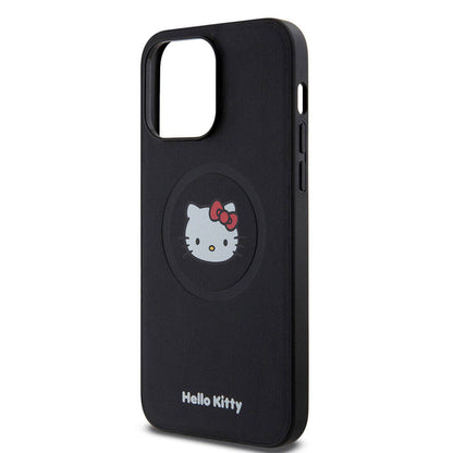 iPhone 15 Pro Max Kılıf Hello Kitty Orjinal Lisanslı M-safe Şarj Özellikli Kitty Head Deri Kılıf