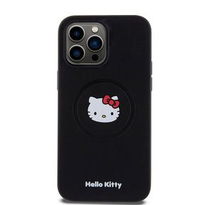 Apple iPhone 15 Pro Kılıf Hello Kitty Orjinal Lisanslı Magsafe Şarj Özellikli Kitty Head Deri Kapak