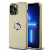 Apple iPhone 15 Pro Kılıf Hello Kitty Orjinal Lisanslı Magsafe Şarj Özellikli Kitty Head Deri Kapak