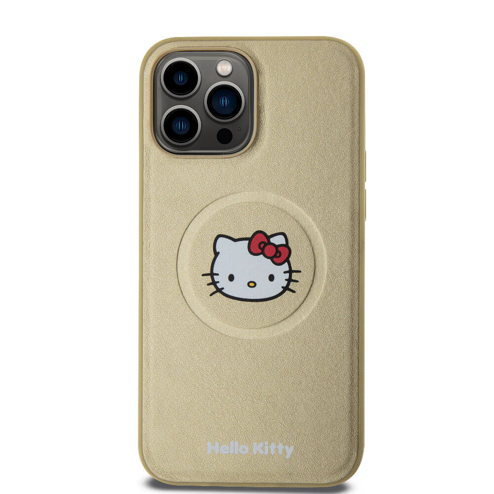 iPhone 15 Pro Max Kılıf Hello Kitty Orjinal Lisanslı M-safe Şarj Özellikli Kitty Head Deri Kılıf