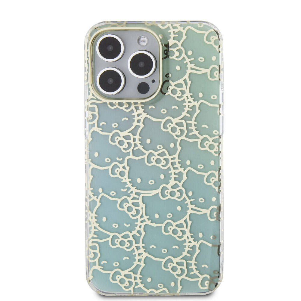 iPhone 15 Pro Max Kılıf Hello Kitty Orjinal Lisanslı Renk Geçişli Elektroplating Kaplama Kitty Head Desenli Kılıf