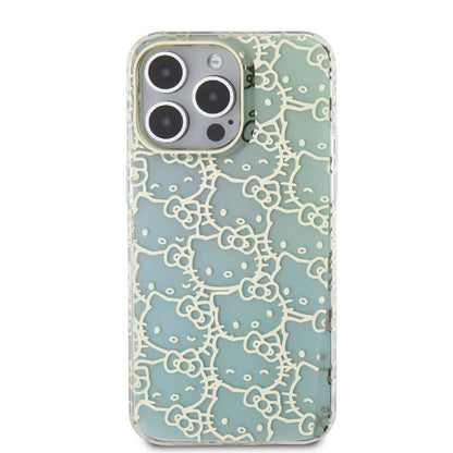 iPhone 15 Pro Max Kılıf Hello Kitty Orjinal Lisanslı Renk Geçişli Elektroplating Kaplama Kitty Head Desenli Kılıf