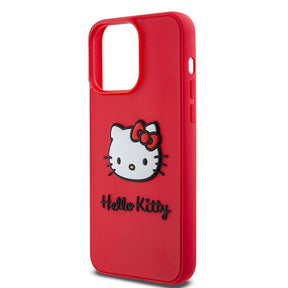 Apple iPhone 15 Pro Kılıf Hello Kitty Orjinal Lisanslı Yazı ve İkonik Logolu 3D Rubber Kitty Head Kapak