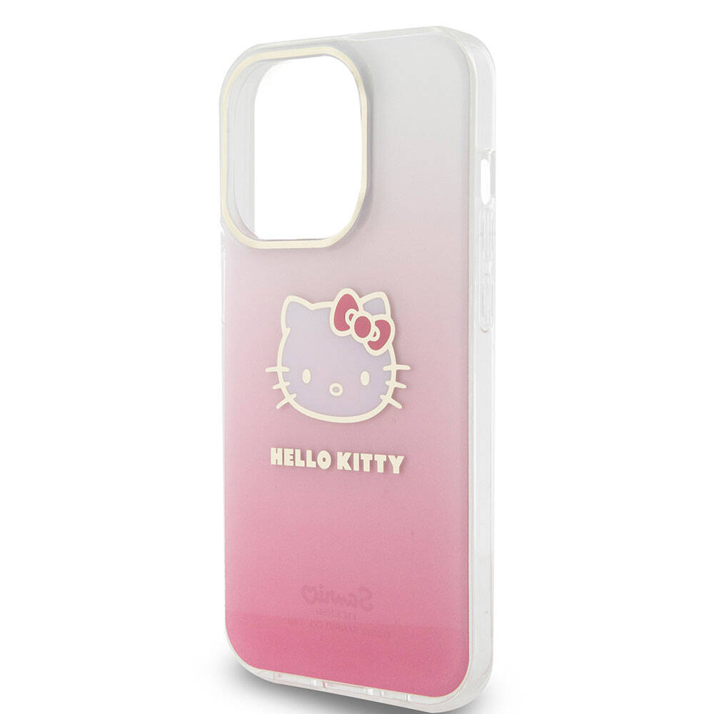 iPhone 15 Pro Max Kılıf Hello Kitty Orjinal Lisanslı Yazı ve İkonik Logolu Elektroplating Kaplama Gradyan Kılıf