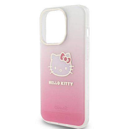 iPhone 15 Pro Max Kılıf Hello Kitty Orjinal Lisanslı Yazı ve İkonik Logolu Elektroplating Kaplama Gradyan Kılıf