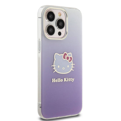 iPhone 15 Pro Max Kılıf Hello Kitty Orjinal Lisanslı Yazı ve İkonik Logolu Elektroplating Kaplama Gradyan Kılıf