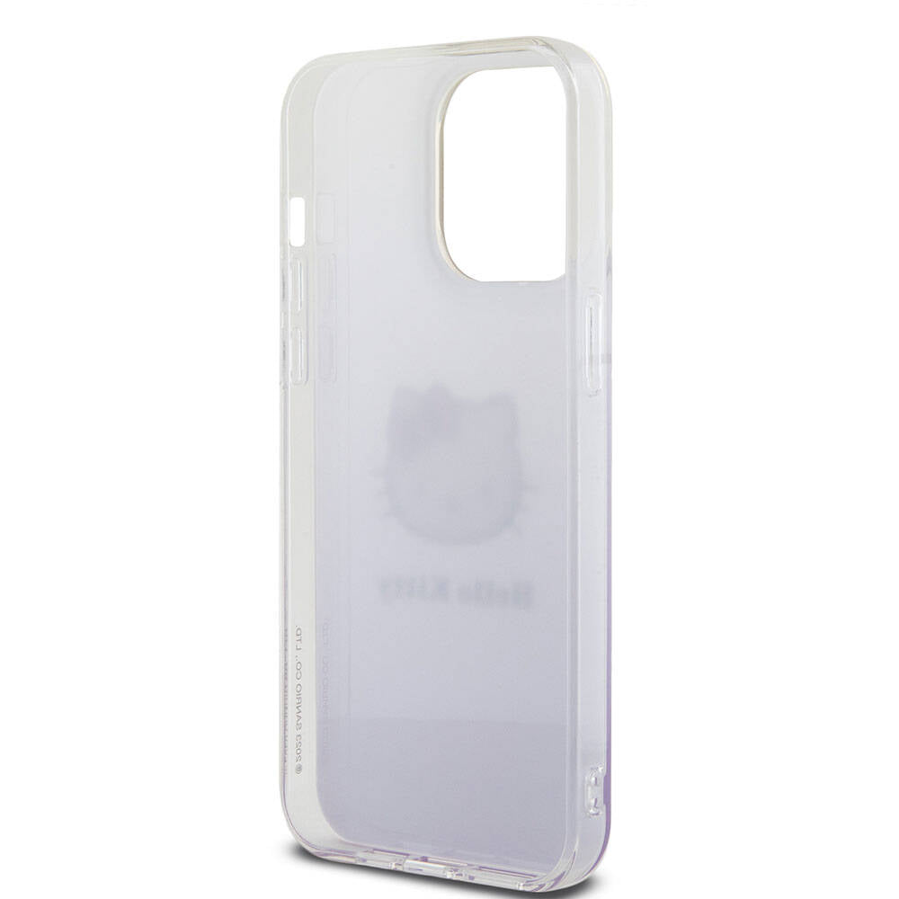 iPhone 15 Pro Max Kılıf Hello Kitty Orjinal Lisanslı Yazı ve İkonik Logolu Elektroplating Kaplama Gradyan Kılıf