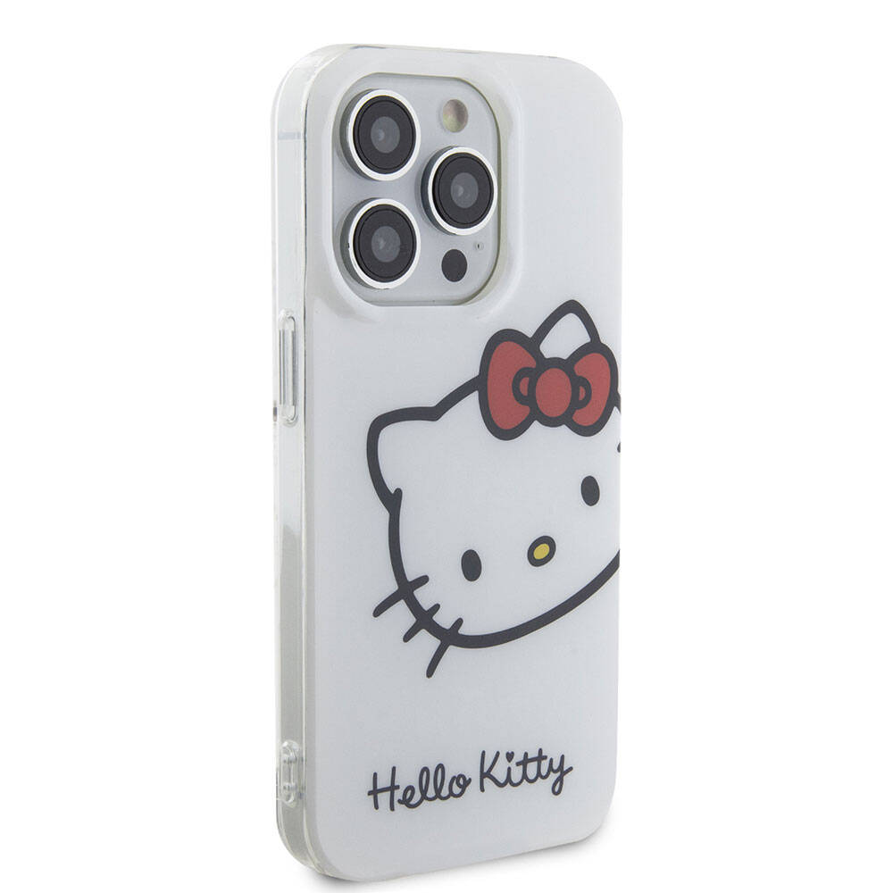 Apple iPhone 15 Pro Max Kılıf Hello Kitty Orjinal Lisanslı Yazı ve İkonik Logolu Kitty Head Kapak