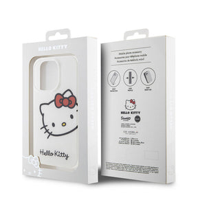 Apple iPhone 15 Pro Max Kılıf Hello Kitty Orjinal Lisanslı Yazı ve İkonik Logolu Kitty Head Kapak