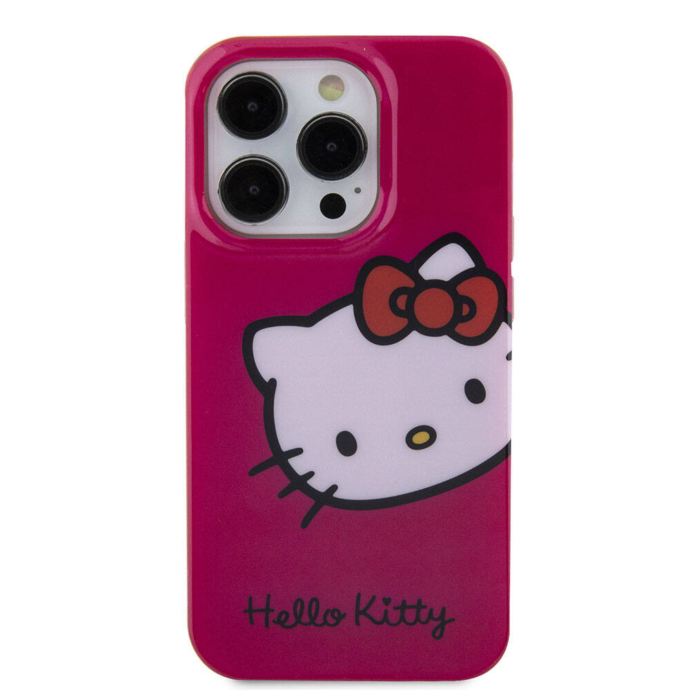 Apple iPhone 15 Pro Max Kılıf Hello Kitty Orjinal Lisanslı Yazı ve İkonik Logolu Kitty Head Kapak