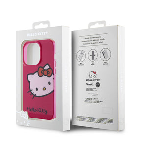 Apple iPhone 15 Pro Max Kılıf Hello Kitty Orjinal Lisanslı Yazı ve İkonik Logolu Kitty Head Kapak