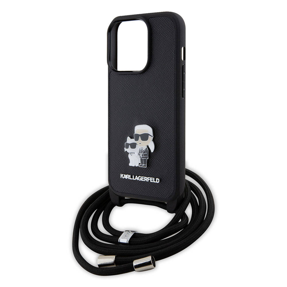 iPhone 15 Pro Max Kılıf Karl Lagerfeld Askı İpli K&C Metal Logo Orjinal Lisanslı Kılıf