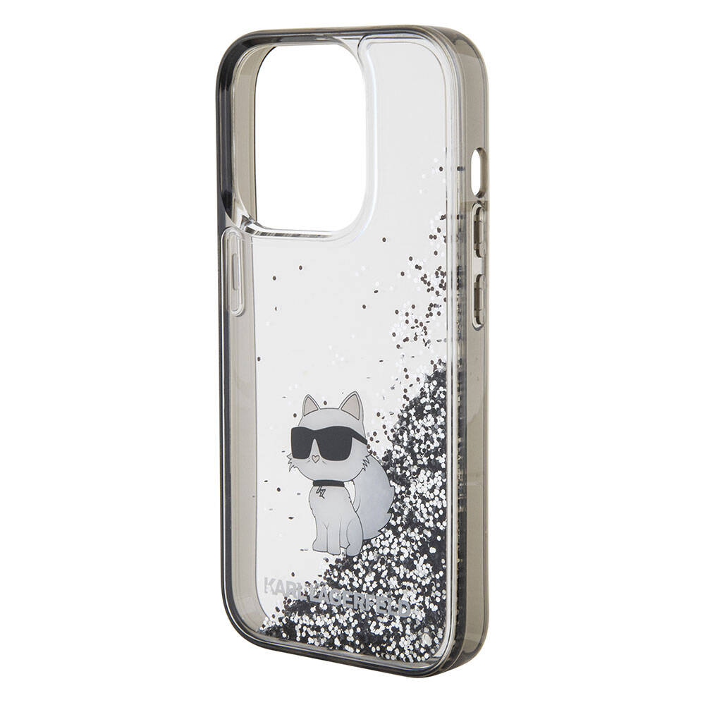 iPhone 15 Pro Max Kılıf Karl Lagerfeld Choupette Sıvılı Glitter Orjinal Lisanslı Kılıf