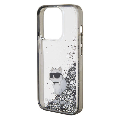 iPhone 15 Pro Max Kılıf Karl Lagerfeld Choupette Sıvılı Glitter Orjinal Lisanslı Kılıf