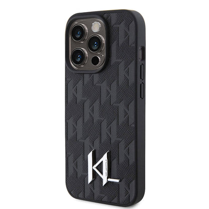 iPhone 15 Pro Max Kılıf Karl Lagerfeld Hot Stamp K&L Metal Logo Orjinal Lisanslı Kılıf