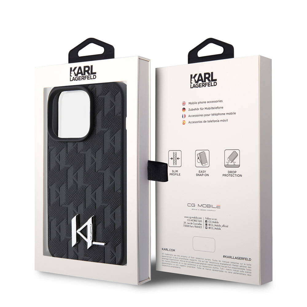 iPhone 15 Pro Max Kılıf Karl Lagerfeld Hot Stamp K&L Metal Logo Orjinal Lisanslı Kılıf