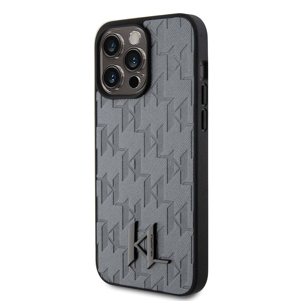 iPhone 15 Pro Max Kılıf Karl Lagerfeld Hot Stamp K&L Metal Logo Orjinal Lisanslı Kılıf