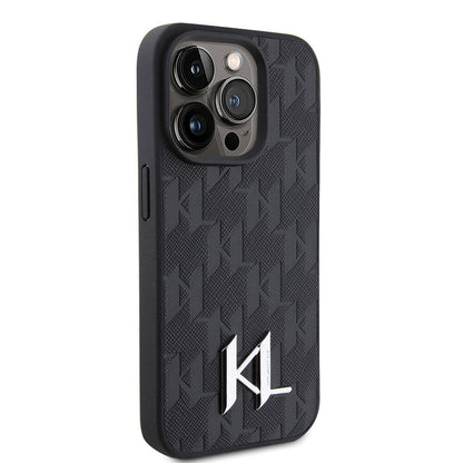 iPhone 15 Pro Max Kılıf Karl Lagerfeld Hot Stamp K&L Metal Logo Orjinal Lisanslı Kılıf