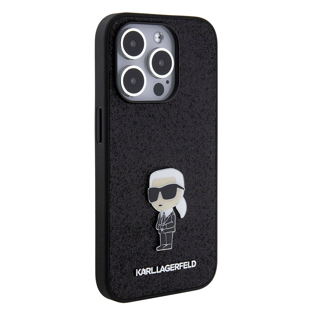 iPhone 15 Pro Max Kılıf Karl Lagerfeld İkonik Fixed Glitter Metal Logo Orjinal Lisanslı Kılıf