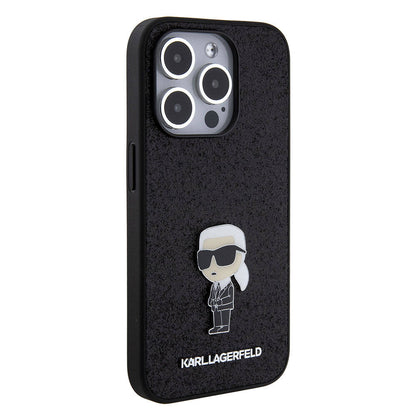 iPhone 15 Pro Max Kılıf Karl Lagerfeld İkonik Fixed Glitter Metal Logo Orjinal Lisanslı Kılıf