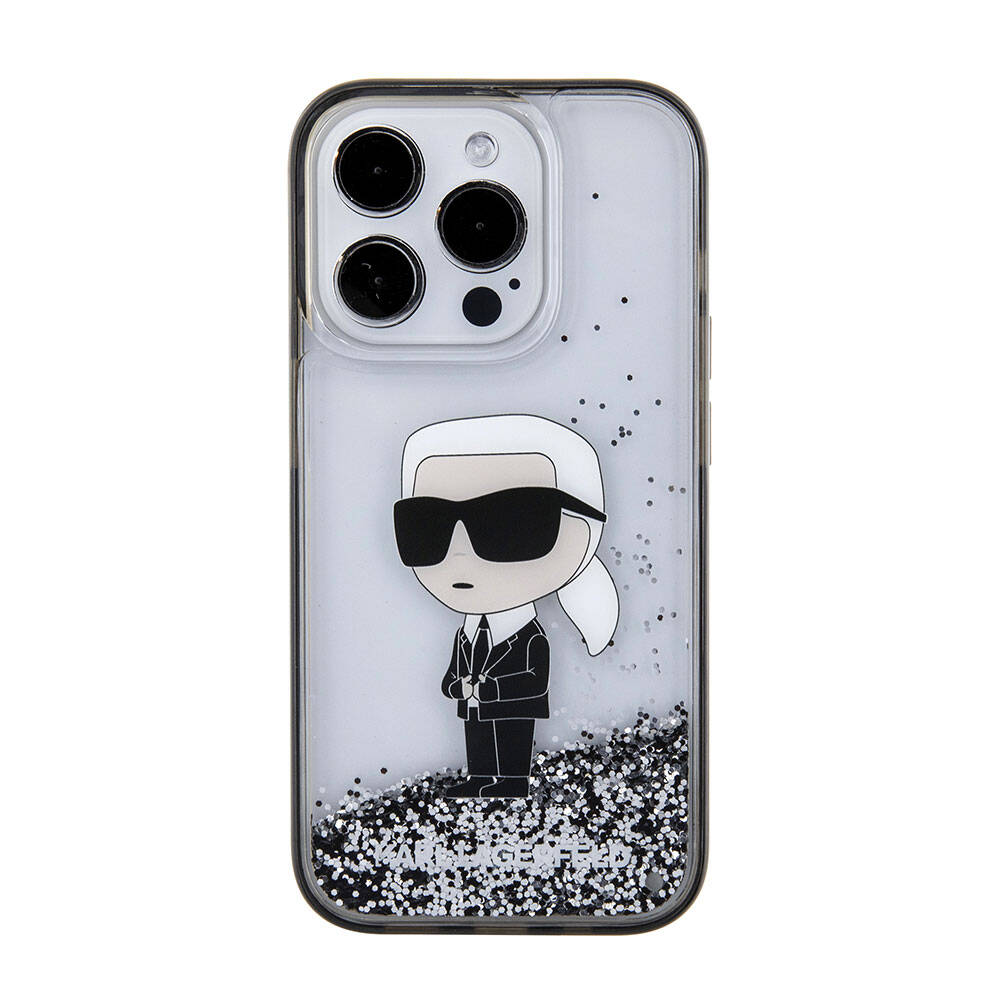 iPhone 15 Pro Max Kılıf Karl Lagerfeld İkonik Sıvılı Glitter Orjinal Lisanslı Kılıf