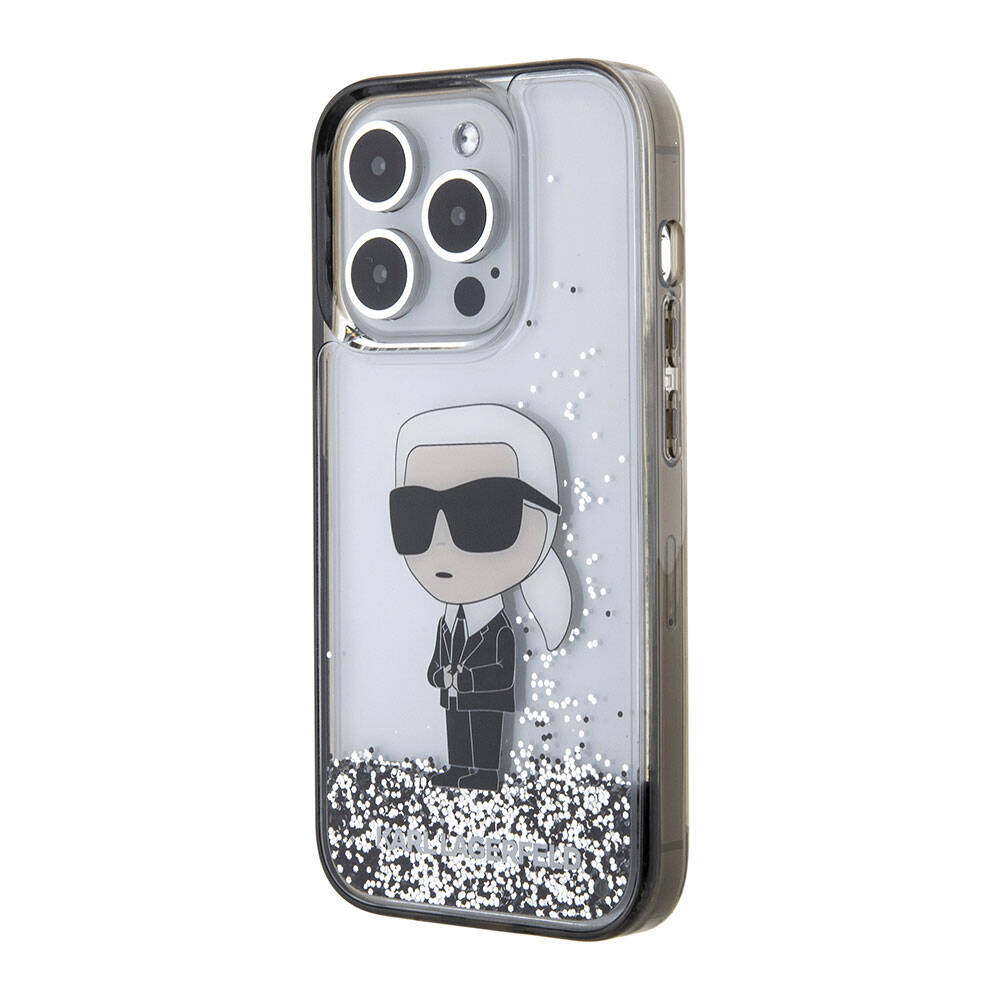 iPhone 15 Pro Max Kılıf Karl Lagerfeld İkonik Sıvılı Glitter Orjinal Lisanslı Kılıf