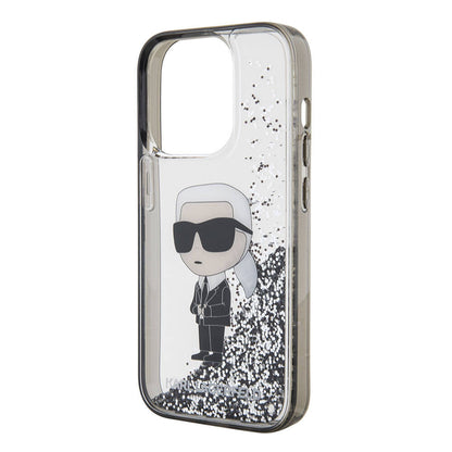 iPhone 15 Pro Max Kılıf Karl Lagerfeld İkonik Sıvılı Glitter Orjinal Lisanslı Kılıf