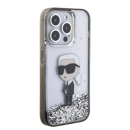 iPhone 15 Pro Max Kılıf Karl Lagerfeld İkonik Sıvılı Glitter Orjinal Lisanslı Kılıf