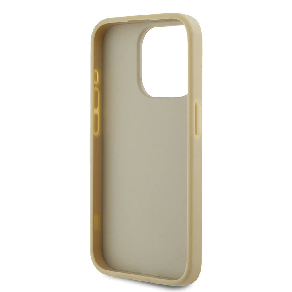 Apple iPhone 15 Pro Max Kılıf Karl Lagerfeld Orjinal Lisanslı 3D KL Yazılı Tüylü Arka Yüzey Saffiano Rhinestones Kapak Pembe