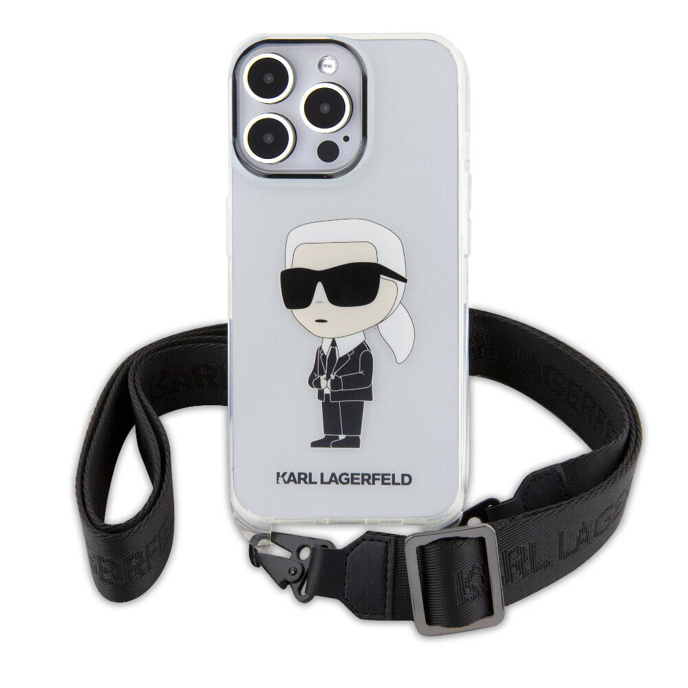 iPhone 15 Pro Max Kılıf Karl Lagerfeld Orjinal Lisanslı Boyun Askılı Karl İkonik Crossbody Kılıf