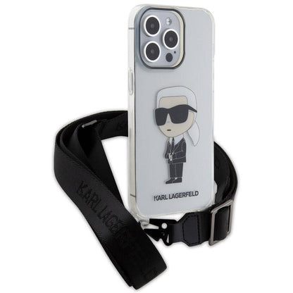 iPhone 15 Pro Max Kılıf Karl Lagerfeld Orjinal Lisanslı Boyun Askılı Karl İkonik Crossbody Kılıf