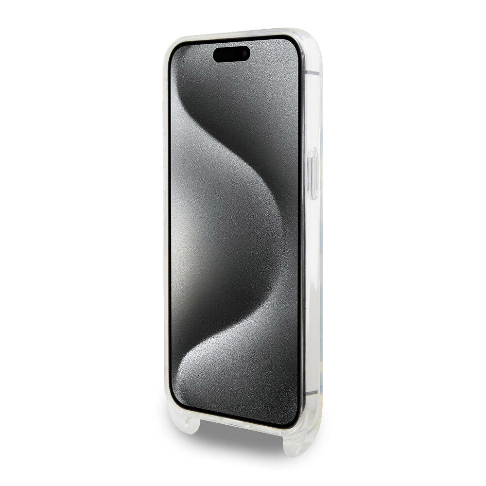 Apple iPhone 15 Pro Max Kılıf Karl Lagerfeld Orjinal Lisanslı Boyun Askılı Karl İkonik Crossbody Kapak Renksiz