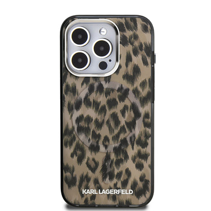 iPhone 15 Pro Max Kılıf Karl Lagerfeld Orjinal Lisanslı IML Leopar Baskılı Kılıf