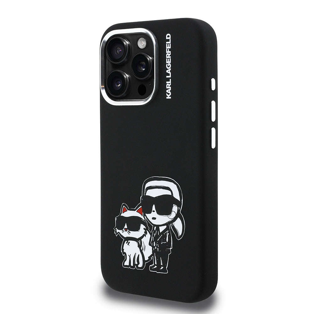 iPhone 15 Pro Max Kılıf Karl Lagerfeld Orjinal Lisanslı Karl & Choupette Sketch Logo Sililkon Kılıf