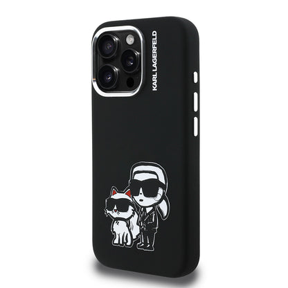 iPhone 15 Pro Max Kılıf Karl Lagerfeld Orjinal Lisanslı Karl & Choupette Sketch Logo Sililkon Kılıf
