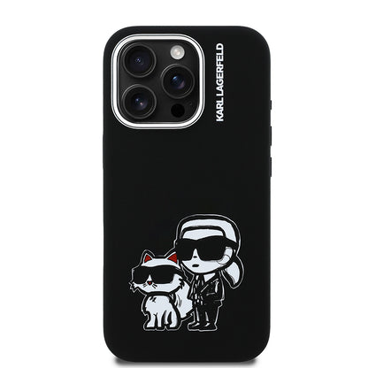 iPhone 15 Pro Max Kılıf Karl Lagerfeld Orjinal Lisanslı Karl & Choupette Sketch Logo Sililkon Kılıf