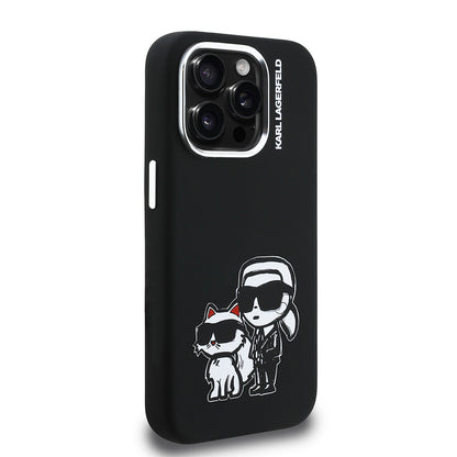 iPhone 15 Pro Max Kılıf Karl Lagerfeld Orjinal Lisanslı Karl & Choupette Sketch Logo Sililkon Kılıf