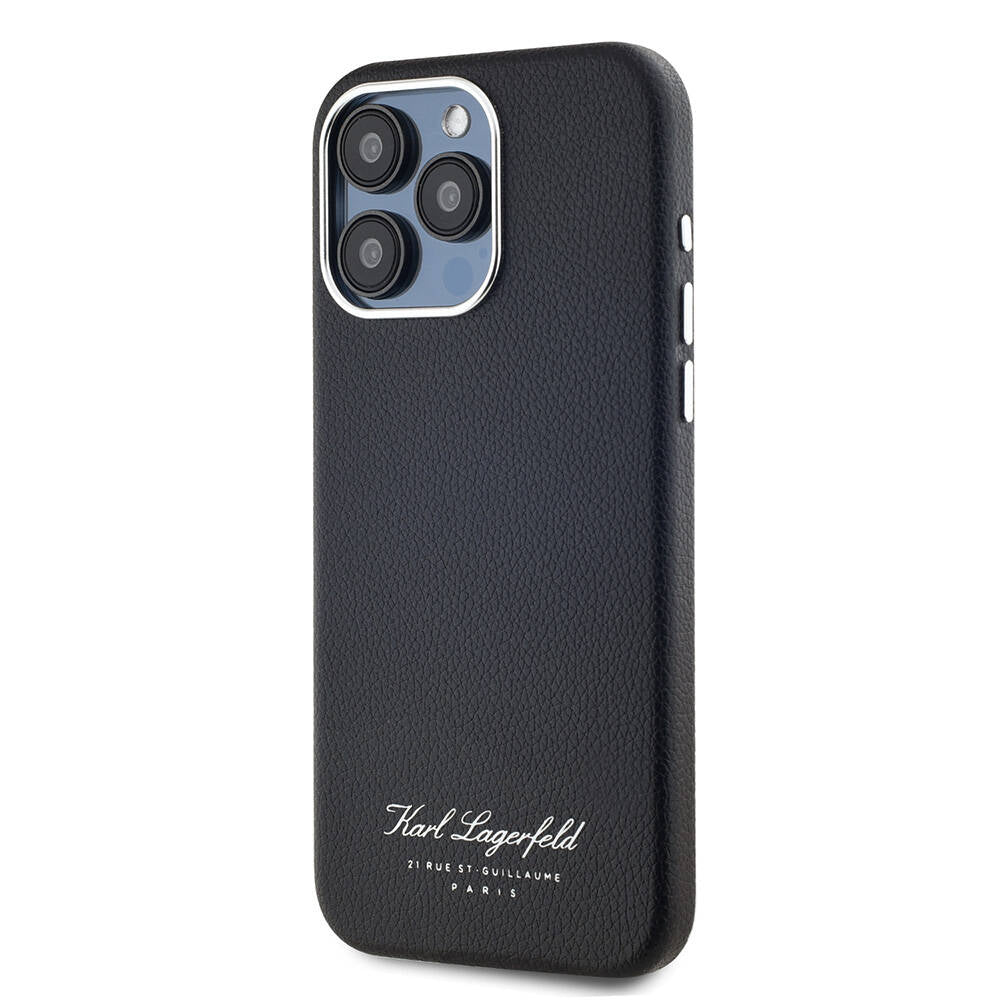 Apple iPhone 15 Pro Max Kılıf Karl Lagerfeld Orjinal Lisanslı KL Yazılı Hotel Kapak Gri