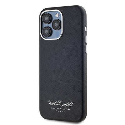 Apple iPhone 15 Pro Max Kılıf Karl Lagerfeld Orjinal Lisanslı KL Yazılı Hotel Kapak Gri