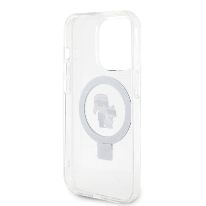 iPhone 15 Pro Max Kılıf Karl Lagerfeld Orjinal Lisanslı M-safe Şarj Özellikli K&C İkonik Baskılı Ring Standlı Kılıf