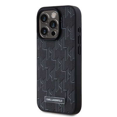 Apple iPhone 15 Pro Max Kılıf Karl Lagerfeld Orjinal Lisanslı Magsafe Şarj Özellikli KL Yazılı Hot Stamp Kapak Krem