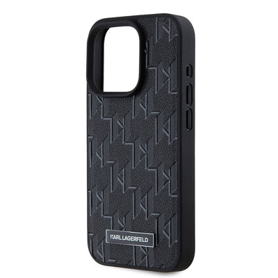 Apple iPhone 15 Pro Max Kılıf Karl Lagerfeld Orjinal Lisanslı Magsafe Şarj Özellikli KL Yazılı Hot Stamp Kapak Krem