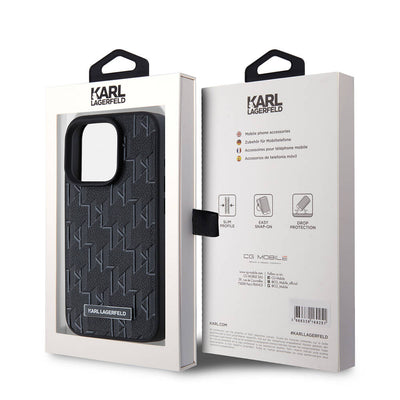 Apple iPhone 15 Pro Max Kılıf Karl Lagerfeld Orjinal Lisanslı Magsafe Şarj Özellikli KL Yazılı Hot Stamp Kapak Krem