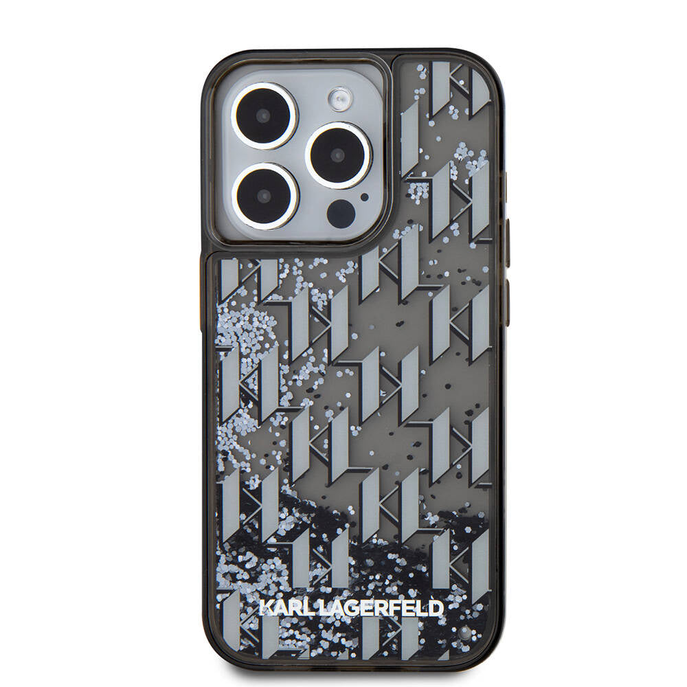 iPhone 15 Pro Max Kılıf Karl Lagerfeld Orjinal Lisanslı Simli KL Yazılı Monogram Gradıent Kılıf