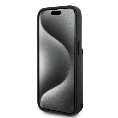 iPhone 15 Pro Max Kılıf Karl Lagerfeld Standlı Kartlıklı Saffiano K&C Metal Logo Orjinal Lisanslı Kılıf