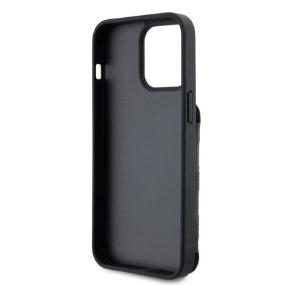 iPhone 15 Pro Max Kılıf Karl Lagerfeld Standlı Kartlıklı Saffiano Monogram İkonik Metal Logo Orjinal Lisanslı Kılıf