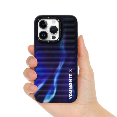 Apple iPhone 15 Pro Max Kılıf Kuzey Işıkları Desenli Youngkit Aurora Serisi Kapak Mor