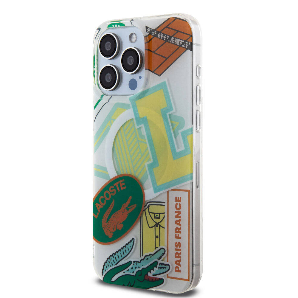 iPhone 15 Pro Max Kılıf Lacoste Orjinal Lisanslı M-safe Şarj Özellikli Çift Katmanlı Yamalar Desenli Kılıf